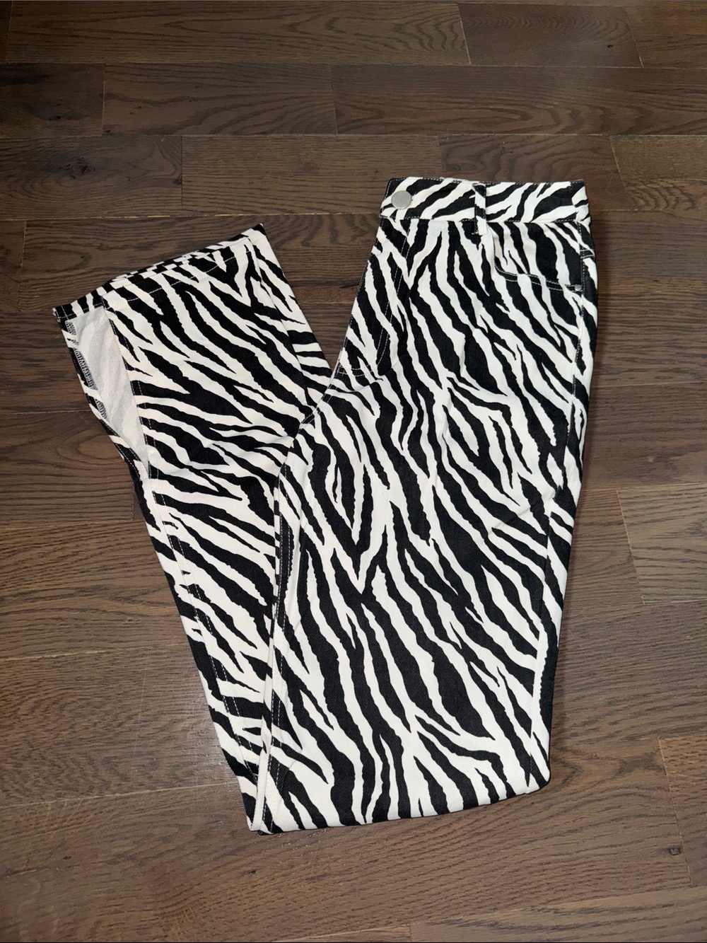 Zebra Print Skinny Pants - Black & White